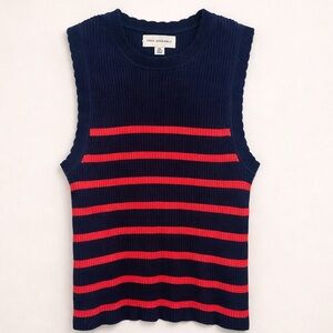 Free Assembly Navy Ribbed Sweater Tank Red Stripe Sleeveless Top 2X